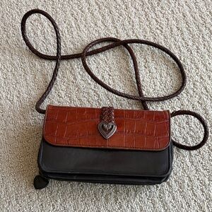 Brighton Brown and Black Crossbody Bag with Heart Detail